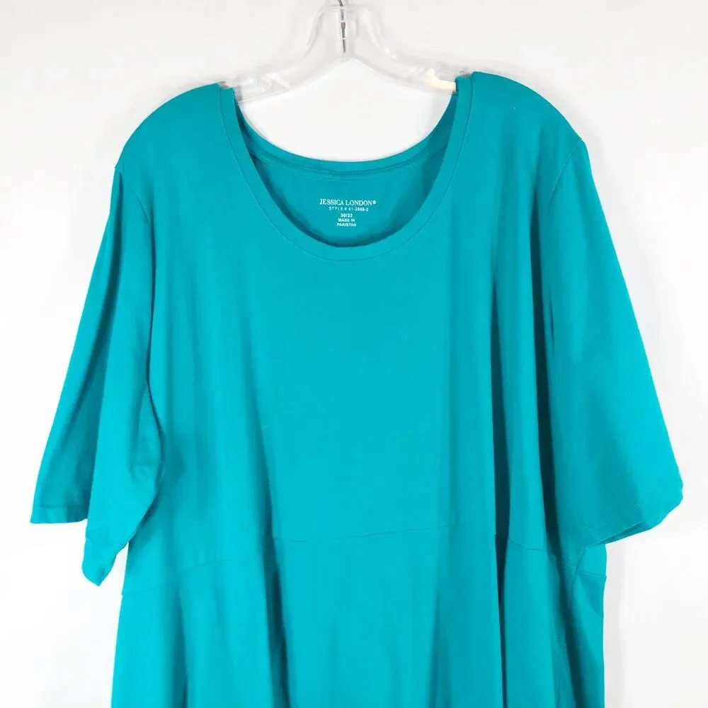 Jessica London Plus Size 30 32 Blouse Peplum Top Green‎ Short Sleeve Stretch 244 - Picture 4 of 8